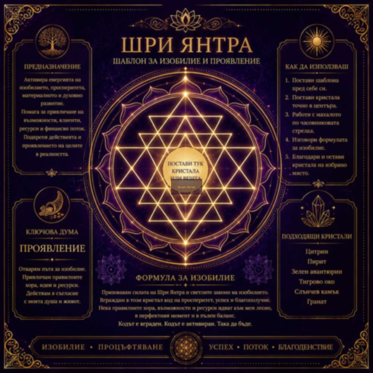 Шри Янтра — замъглен преглед на шаблона